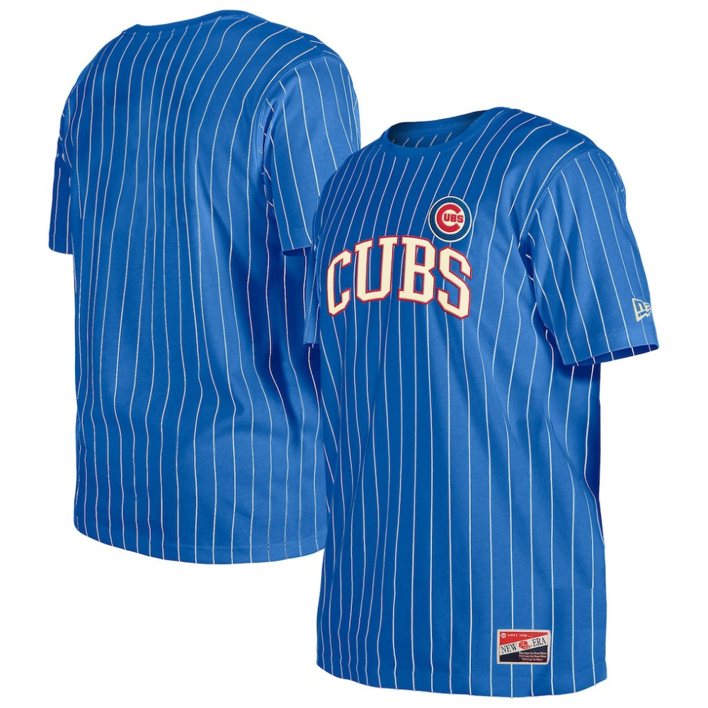Chicago Cubs Throwback Pinstripe T-Shirt Royal