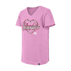 New York Islanders New Era Girl's Youth Flip Sequin V-Neck T-Shirt - Pink T-shirts