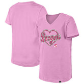 New York Rangers New Era Girl's Youth Flip Sequin V-Neck T-Shirt - Pink T-shirts