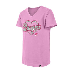 New York Rangers New Era Girl's Youth Flip Sequin V-Neck T-Shirt - Pink T-shirts