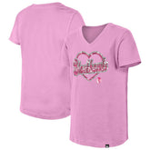 Chicago Blackhawks New Era Girl's Youth Flip Sequin V-Neck T-Shirt - Pink T-shirts