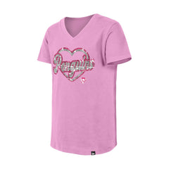 Pittsburgh Penguins New Era Girl's Youth Flip Sequin V-Neck T-Shirt - Pink T-shirts