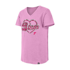 St. Louis Blues New Era Girl's Youth Flip Sequin V-Neck T-Shirt - Pink T-shirts