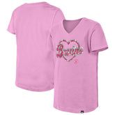 Boston Bruins New Era Girl's Youth Flip Sequin V-Neck T-Shirt - Pink T-shirts