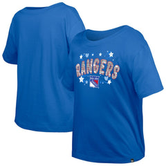 New York Rangers New Era Girl's Youth Flip Sequin T-Shirt - Blue T-shirts