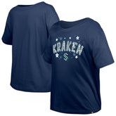 Seattle Kraken New Era Girl's Youth Flip Sequin T-Shirt - Deep Sea Blue T-shirts
