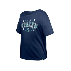 Seattle Kraken New Era Girl's Youth Flip Sequin T-Shirt - Deep Sea Blue T-shirts