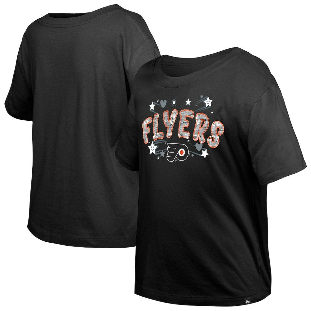 Philadelphia Flyers New Era Girl's Youth Flip Sequin T-Shirt - Black T-shirts