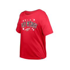 Detroit Red Wings New Era Girl's Youth Flip Sequin T-Shirt - Red T-shirts