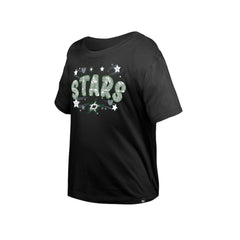 Dallas Stars New Era Girl's Youth Flip Sequin T-Shirt - Black T-shirts