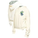 Dallas Stars New Era Women's Glam Game Quarter-Zip Cropped Floral Hoodie Pullover - Cream Hoodies