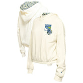 New York Rangers New Era Women's Glam Game Quarter-Zip Cropped Floral Hoodie Pullover - Cream Hoodies