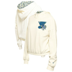 St. Louis Blues New Era Women's Glam Game Quarter-Zip Cropped Floral Hoodie Pullover - Cream Hoodies