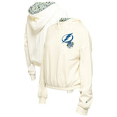 Tampa Bay Lightning New Era Women's Glam Game Quarter-Zip Cropped Floral Hoodie Pullover - Cream Hoodies