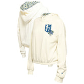 Vegas Golden Knights New Era Women's Glam Game Quarter-Zip Cropped Floral Hoodie Pullover - Cream Hoodies