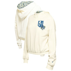 Vegas Golden Knights New Era Women's Glam Game Quarter-Zip Cropped Floral Hoodie Pullover - Cream Hoodies