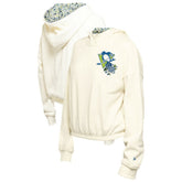 Pittsburgh Penguins New Era Women's Glam Game Quarter-Zip Cropped Floral Hoodie Pullover - Cream Hoodies
