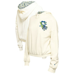 Pittsburgh Penguins New Era Women's Glam Game Quarter-Zip Cropped Floral Hoodie Pullover - Cream Hoodies