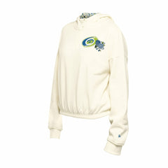 Carolina Hurricanes New Era Women's Glam Game Quarter-Zip Cropped Floral Hoodie Pullover - Cream Hoodies