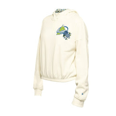 Colorado Avalanche New Era Women's Glam Game Quarter-Zip Cropped Floral Hoodie Pullover - Cream Hoodies