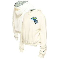Minnesota Wild New Era Women's Glam Game Quarter-Zip Cropped Floral Hoodie Pullover - Cream Hoodies