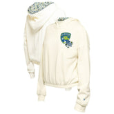 Florida Panthers New Era Women's Glam Game Quarter-Zip Cropped Floral Hoodie Pullover - Cream Hoodies