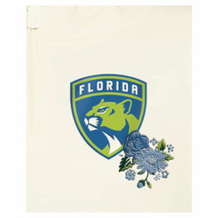 Florida Panthers New Era Women's Glam Game Quarter-Zip Cropped Floral Hoodie Pullover - Cream Hoodies