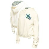 Boston Bruins New Era Women's Glam Game Quarter-Zip Cropped Floral Hoodie Pullover - Cream Hoodies