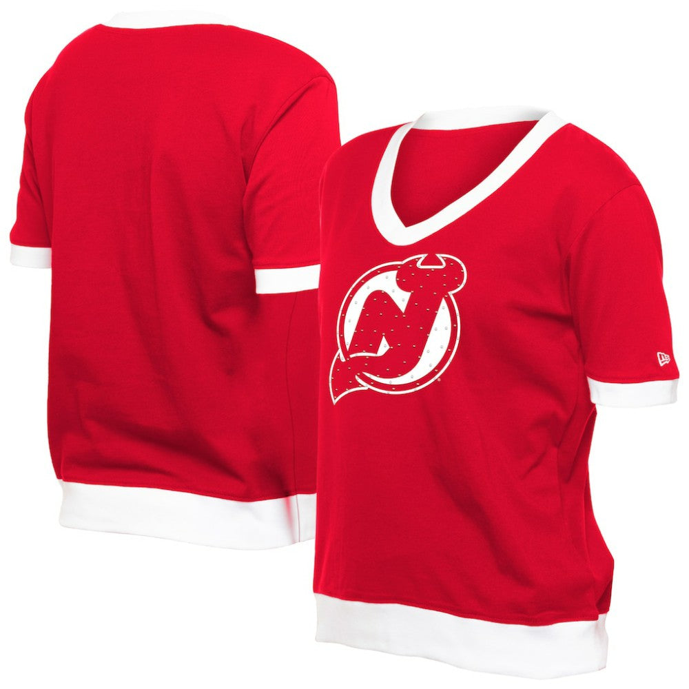 New Jersey Devils New Era Women's Game Day Rhinestuds T-Shirt - Red T-shirts