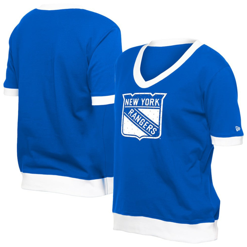New York Rangers New Era Women's Game Day Rhinestuds T-Shirt - Blue T-shirts