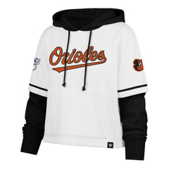 Baltimore Orioles Women's Trifecta Shortstop Cropped Pullover Hoodie White