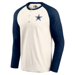 Dallas Cowboys Darius Rucker Collection Raglan Henley Long Sleeve T-Shirt - White/Navy discount