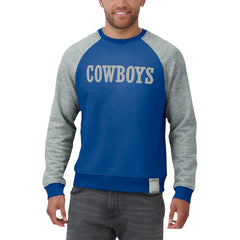 Dallas Cowboys Darius Rucker Collection Throwback Color Block Raglan Pullover Sweatshirt - Blue/Gray online