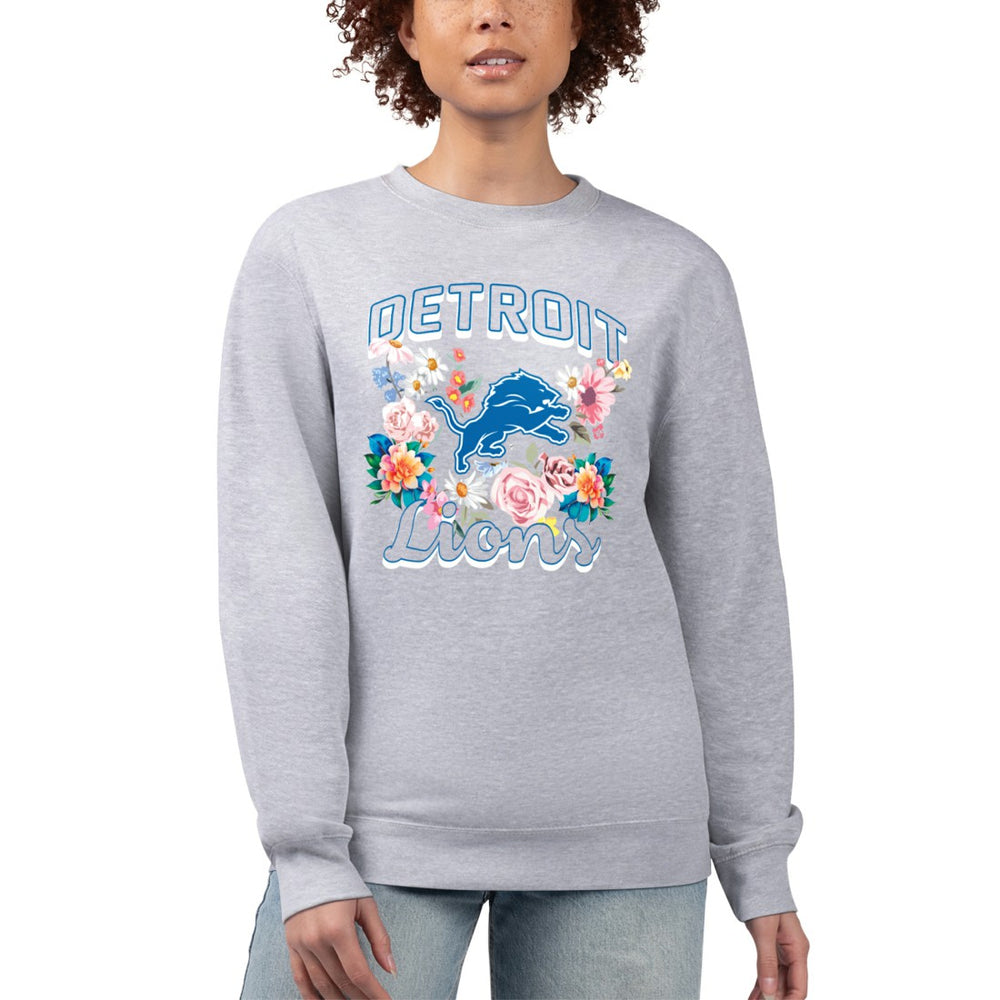 Detroit Lions G-III 4Her by Carl Banks Women's Flower Logo Graphic Fleece Pullover Sweatshirt - Heather Gray online