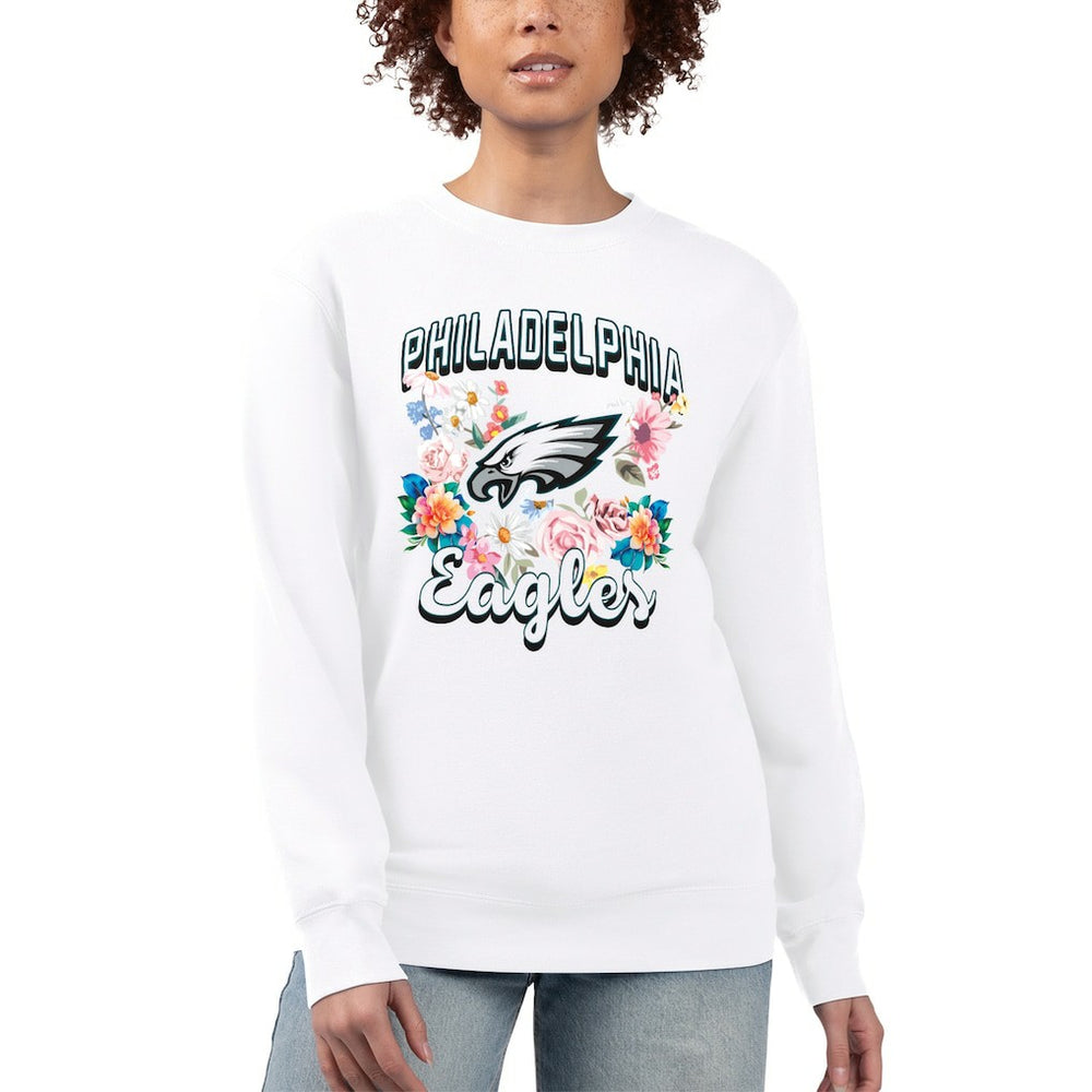 Philadelphia Eagles G-III 4Her by Carl Banks Women's Flower Logo Graphic Fleece Pullover Sweatshirt - White on sale