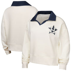 Houston Astros Girls Youth Ballpark Hit Collared V-Neck Pullover Sweatshirt White