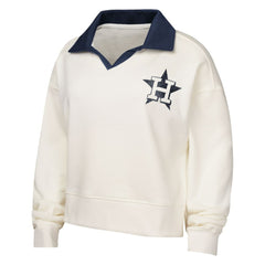 Houston Astros Girls Youth Ballpark Hit Collared V-Neck Pullover Sweatshirt White
