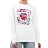 Detroit Pistons G-III 4Her by Carl Banks Women's Flowers Team Logo Graphic Fleece Crewneck Pullover Sweatshirt sale - White sale