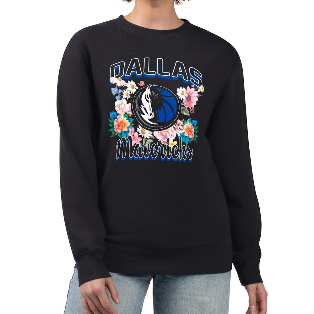 Dallas Mavericks G-III 4Her by Carl Banks Women's Flowers Team Logo Graphic Fleece Crewneck Pullover Sweatshirt sale - Black outlet