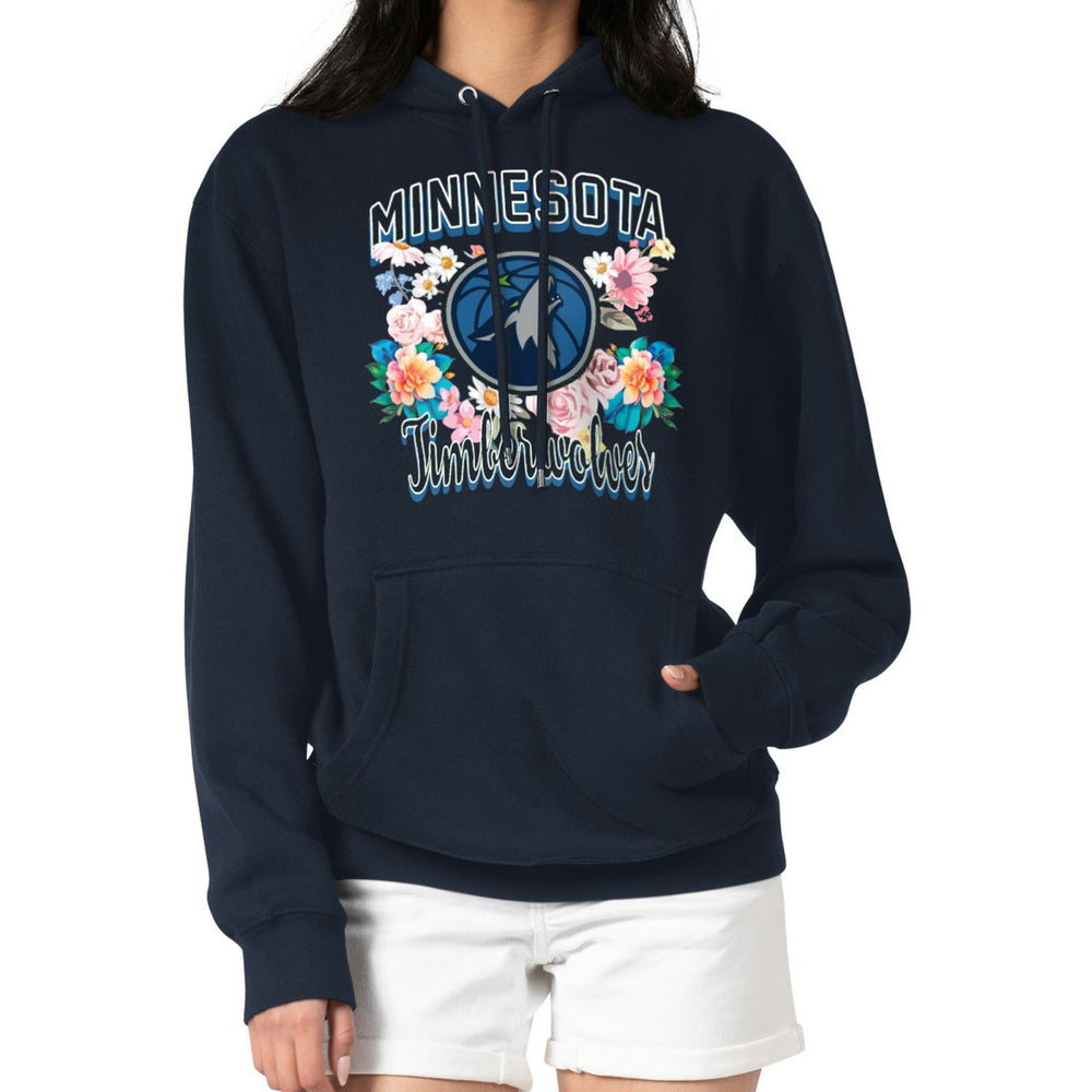 Minnesota Timberwolves G-III 4Her by Carl Banks Women's Flowers Team Logo Graphic Fleece Pullover Hoodie - Navy shop