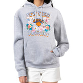 New York Knicks G-III 4Her by Carl Banks Women's Flowers Team Logo Graphic Fleece Pullover Hoodie - Heather Gray sale