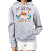 Los Angeles Lakers G-III 4Her by Carl Banks Women's Flowers Team Logo Graphic Fleece Pullover Hoodie - Heather Gray cheap