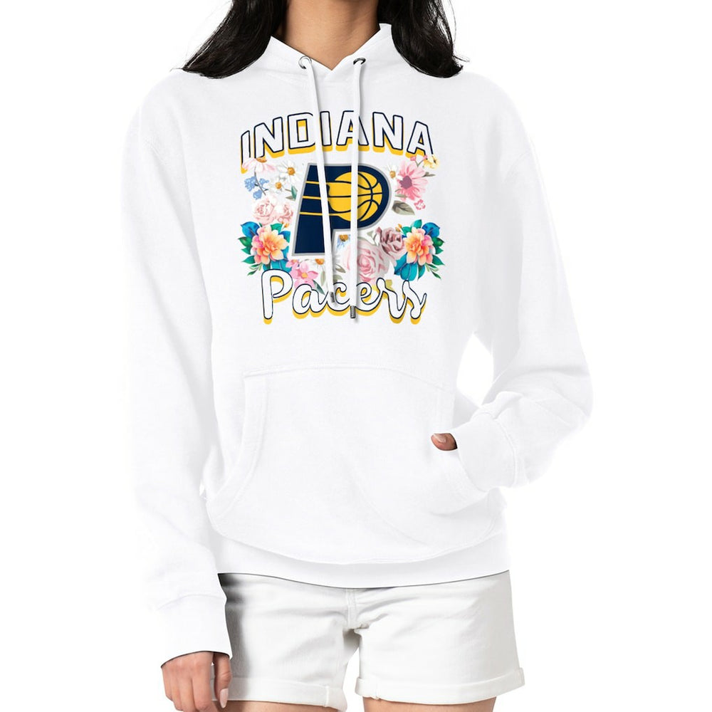 Indiana Pacers G-III 4Her by Carl Banks Women's Flowers Team Logo Graphic Fleece Pullover Hoodie - White cheap