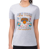 New York Knicks G-III 4Her by Carl Banks Women's Super-Slim Fit Lightweight Flowers Team Logo Graphic T-Shirt - Heather Gray discount