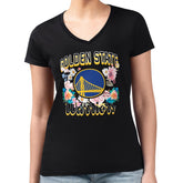 Golden State Warriors G-III 4Her by Carl Banks Women's Super-Slim Fit Lightweight Flowers Team Logo Graphic V-Neck T-Shirt sale - Black discount