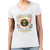 Denver Nuggets G-III 4Her by Carl Banks Women's Super-Slim Fit Lightweight Flowers Team Logo Graphic V-Neck T-Shirt sale - White for sale
