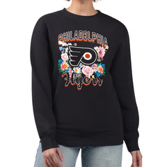 Philadelphia Flyers G-III 4Her by Carl Banks Women's Flower Logo Pullover Sweatshirt - Black Sweatshirts