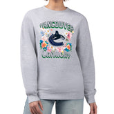 Vancouver Canucks G-III 4Her by Carl Banks Women's Flower Logo Pullover Sweatshirt - Heather Gray Sweatshirts