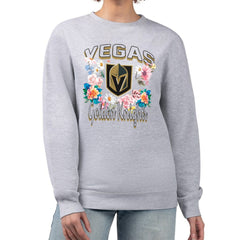 Vegas Golden Knights G-III 4Her by Carl Banks Women's Flower Logo Pullover Sweatshirt - Heather Gray Sweatshirts