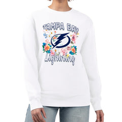 Tampa Bay Lightning G-III 4Her by Carl Banks Women's Flower Logo Pullover Sweatshirt - White Sweatshirts
